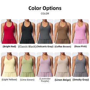 Collezione di reggiseni sportivi in 10 colori vivaci con dorso a vogatore e orlo a pieghe