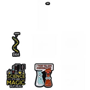 7Pcs science enamel pin set featuring DNA RNA models and microscope in colorful metal finish