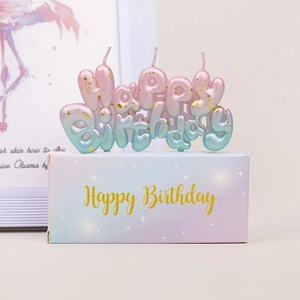 Creative Birthday Candles Galaxy Gradient Letter LOVE Happy Birthday Strawberry Bear Shape Glitter Soy Wax Cake Decoration