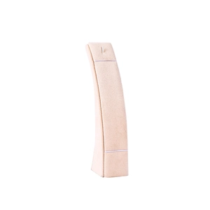 Minimalist beige velvet curved jewelry display stand for necklaces and pendants