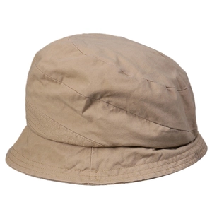 Minimalist washed cotton bucket hat in khaki for women with reinforced stitched brim