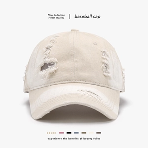 Distressed Baseball Cap Washed Cotton Ripped Vintage Streetwear Sun Hat Adjustable For Men Women