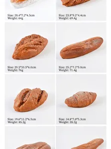 Detailed size and weight specifications for various PU artificial bread display models