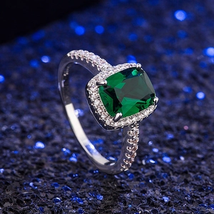 Vintage Square Zirconia Ring Copper Electroplated Geometric Ladies Finger Ring Minimalist Fashion Jewelry