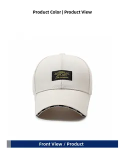 Detailed view of cream baseball cap featuring vintage embroidery patch and FEWK lettered brim