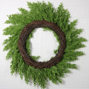 50cm Christmas pine needle wreath on natural vine base for front door holiday decoration