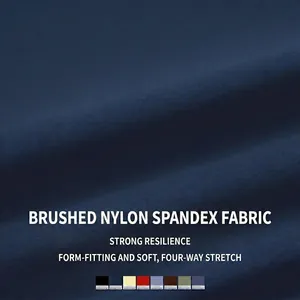 Brushed nylon spandex yoga set with four-way stretch fabric in deep blue color