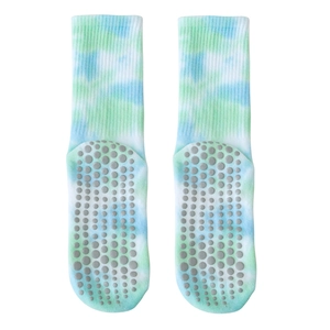 Tie-dye anti-slip yoga socks for women with silicone grips on the bottom for pilates