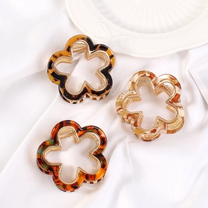 Flower Shape Acetate Acrylic Hair Claw Clip Metal Spring Leopard Tortoiseshell Marble Pattern Shark Clip For Women