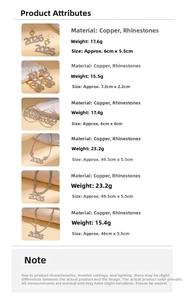 Detailed size and weight specs for 2026 rhinestone pendant necklace and earring sets