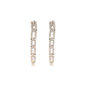 Silver chain drop earrings with sparkling cubic zirconia on a clean white background