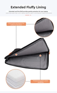 Detail of laptop sleeve with thick fleece lining and pearl cotton padding for shock protection