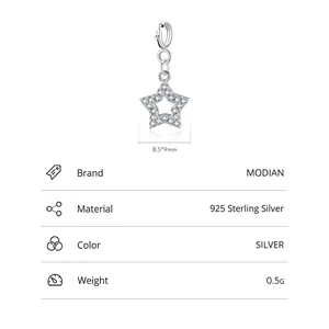 Sparkling S925 sterling silver star pendant with micro-pave cubic zirconia stones