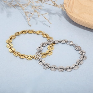 Bracelets industriels en acier titane avec chaîne engrenage tournesol en or et argent