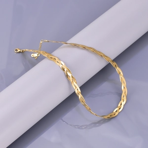 Three-layer 18K gold snake bone chain necklace in polished stainless steel for women