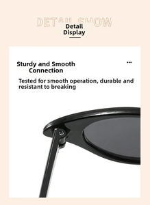 Detail showing the sturdy metal screw hinge on trendy black fashion glasses frames