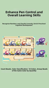 Close-up of magnetic color and number maze toy with colorful beads for kids