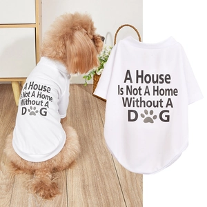 Detail view of breathable mesh pet t-shirt with A House Is Not A Home Without A DOG print