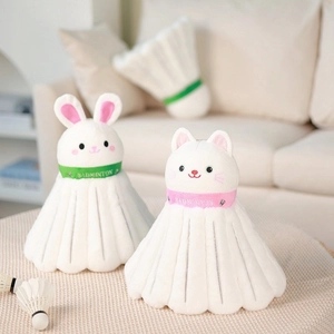 Peluche créative lapin et chat avec une base en forme de volant de badminton