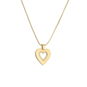 Golden heart pendant necklace with shimmering zircon stones on a sleek minimalist chain