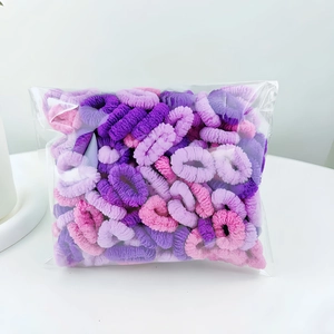 Colorful high-elastic seamless hair ties in purple and pink tones for kids