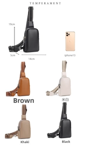 Detailed size comparison of a soft leather crossbody chest bag with iPhone reference