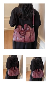 Burgundy faux leather crossbody bag for women with adjustable strap and front flap pocket