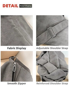 Detail view of durable canvas fabric, adjustable metal buckle, and smooth zipper