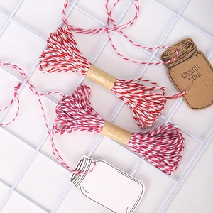 Red and white 1.5mm cotton twine with 'thank you' tags for gift wrapping and DIY crafts