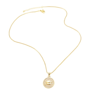 Gold graduation cap necklace with sparkling cubic zirconia circle pendant on box chain