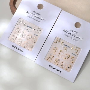 Embossed gold nail stickers with zodiac constellation stars and moons jewelry patterns