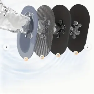 Exploded view showing the four-layer absorbent structure of the diatomite bath mat