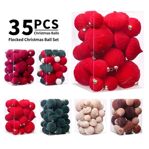 Christmas Ball Ornaments Flocked Velvet Mixed Shapes Christmas Tree Hanging Decoration Holiday Party Home Decor Aesthetic