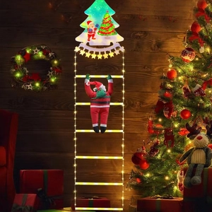Waterproof LED Santa Claus climbing ladder light for outdoor garden and holiday decor