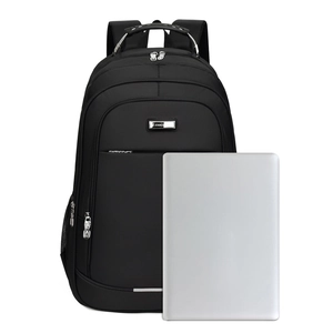 Large black business laptop backpack with multiple compartments and reinforced top handle