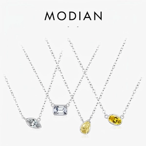 925 Sterling Silver Zirconia Geometric Pendant Necklace Minimalist Chic Clavicle Chain For Women Elegant Jewelry Gift
