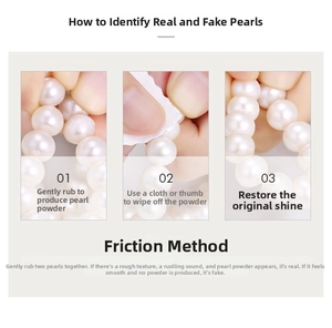 Detailed guide showing 4-5mm baroque pearl authenticity test via friction and powder