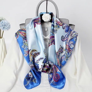 Paisley Print Satin Square Scarf Large Bandana Headscarf Neck Scarf For Women Bohemian Vintage Elegant Accessory