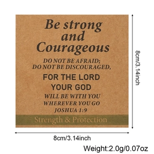 Cross hematite bracelet display on 8x8cm kraft paper card with biblical quote