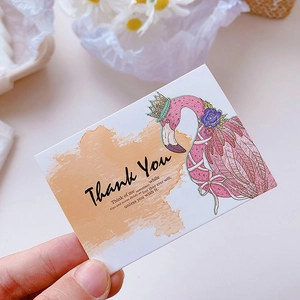 Minimalist flamingo thank you card for bakery and florist with pink crown design
