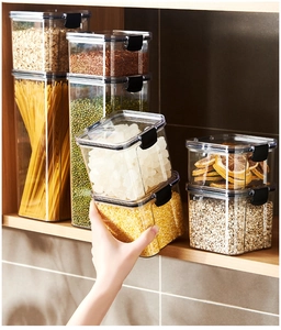 Juego de 7 botes de almacenamiento transparentes para cereales y alimentos secos cocina