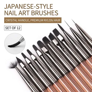 Professional Nail Art Brushes For Manicure Painting Drawing Phototherapy Nylon Hair Acrylic Rhinestone Handle Luxury Tools