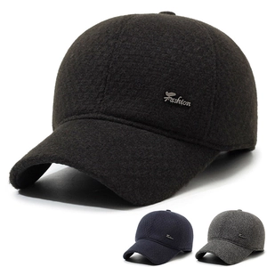 Men Winter Woolen Baseball Cap With Earflaps Thickened Warm Outdoor Windproof Adjustable Leisure Hat