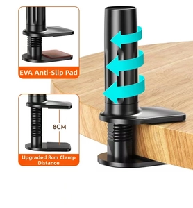 Universal black metal C-clamp desk mount with 8cm adjustable range and EVA protective pad