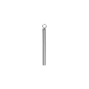 Detailed view of a sleek silver cylindrical pendant in 304 stainless steel