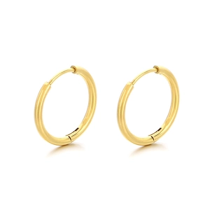 Minimalist 18K gold plated stainless steel hoop earrings in a classic round design