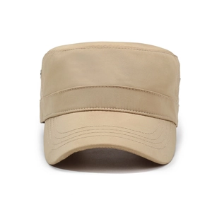 Men's khaki quick-dry cadet cap with reinforced stitching for outdoor sun protection