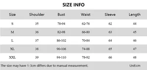 Detailed size chart for camouflage mesh top showing measurements in centimeters for S to XXL
