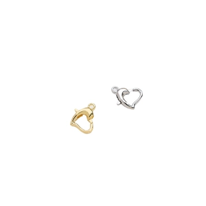 14k gold and silver heart-shaped lobster clasps for DIY jewelry necklaces and bracelets