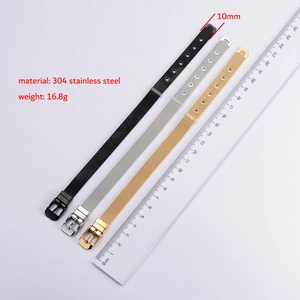 Detail view of 10mm stainless steel mesh bracelets with adjustable buckle and size scale